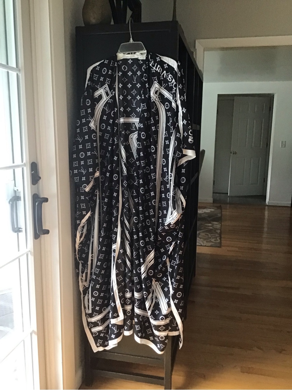 Black & White Logo-Print Maxi Dress